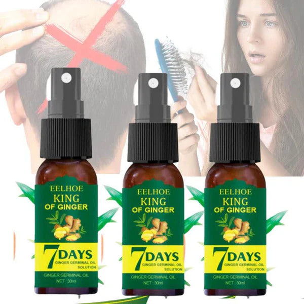 King Of Ginger® Spray Tónico Capilar para Crecimiento en 7 Días- Para Hombres y Mujeres (Pague 2 y Lleva 3)