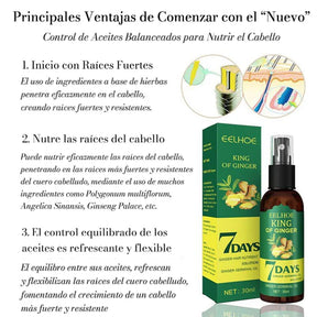 King Of Ginger® Spray Tónico Capilar para Crecimiento en 7 Días- Para Hombres y Mujeres (Pague 2 y Lleva 3)