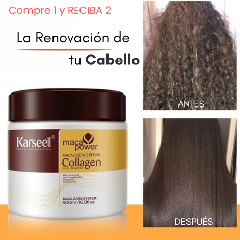 Mascarilla de Colágeno Original Karseell 500 ml – Cabello Hidratado, Reparado y Fuerte Siempre ¡Llévate 2 al Precio de 1!💖