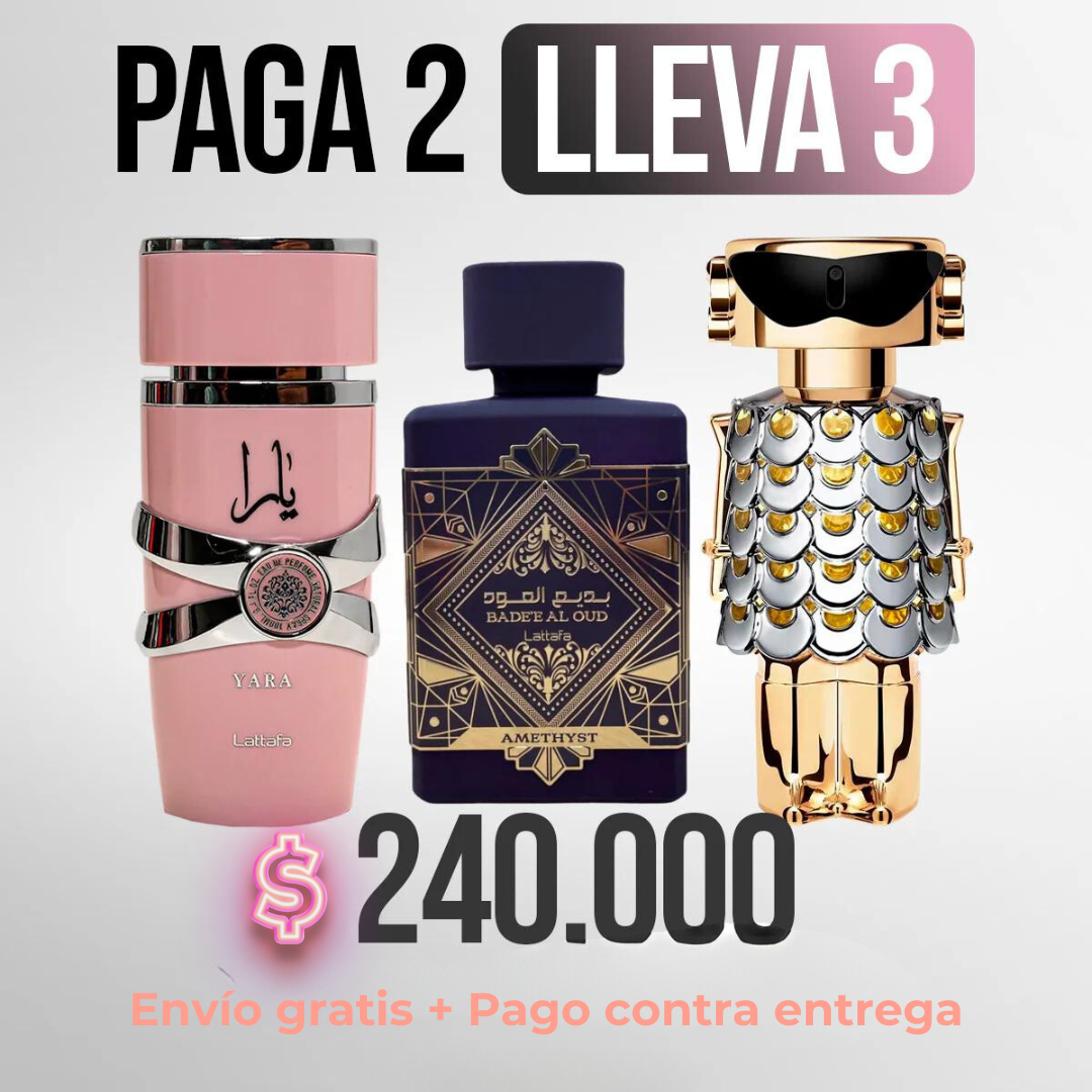 Super Kit 3 Perfumes Femeninos Yara / Amethyst/ Fame Paco Rabanne 💖