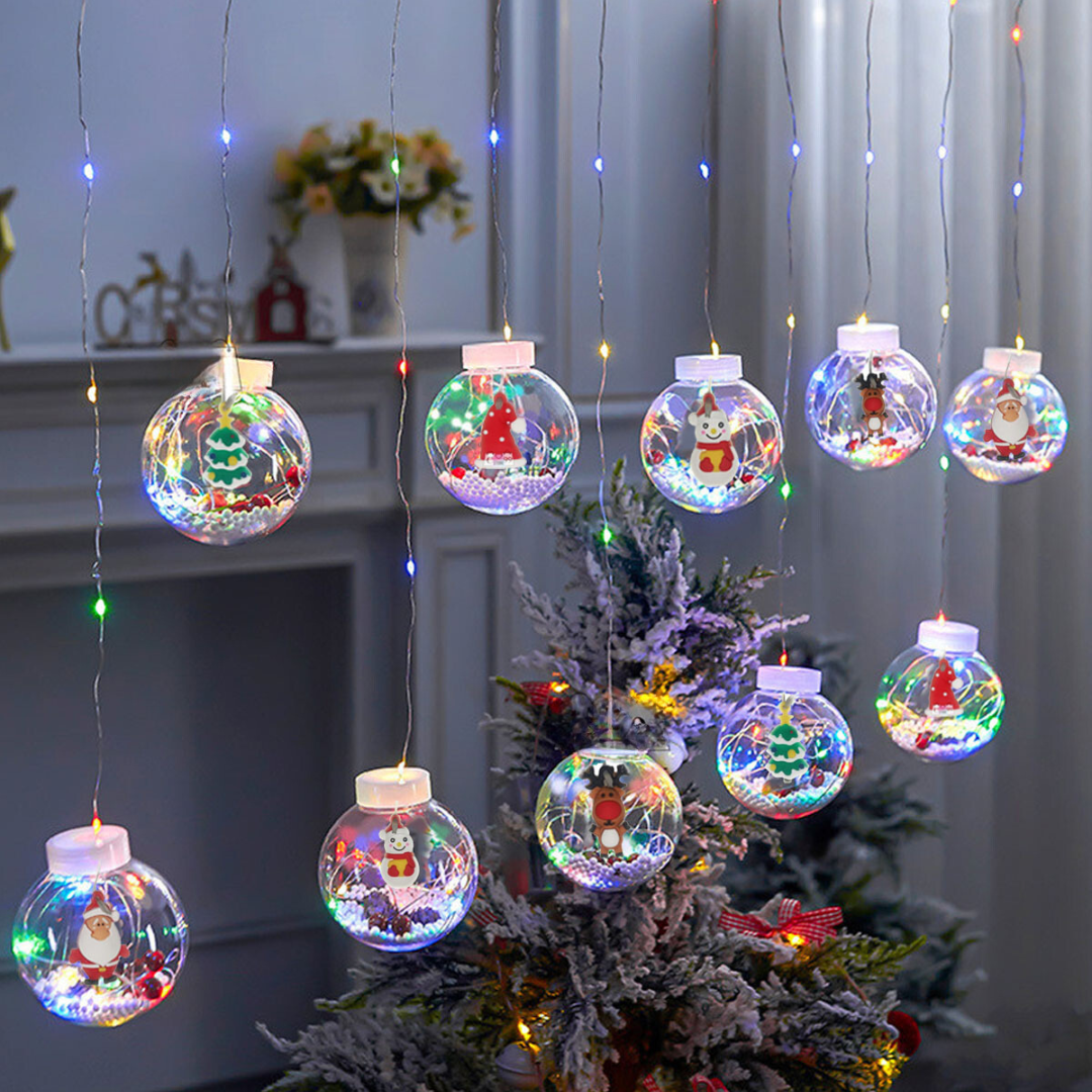 Cortina de Luz LED Bolas de Navidad- ¡Super oferta hasta hoy!🌟🎄