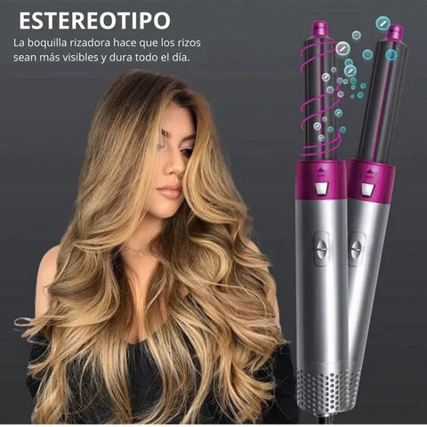 Deluxe Hair Cepillo Iónico Secador Alisador Rizador Peine 5 En 1 💓