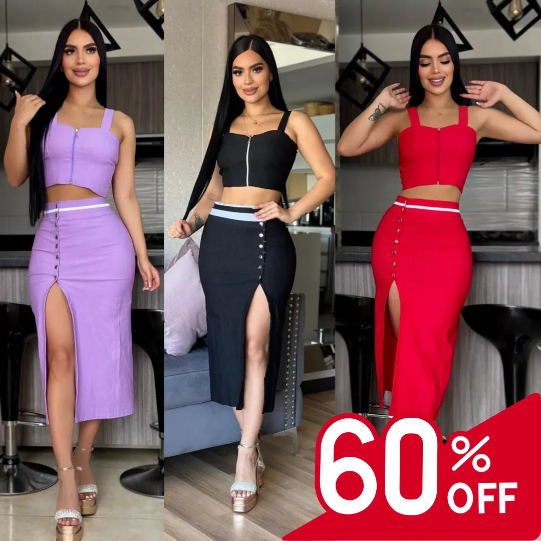 Diva Set® – Conjunto Femenino de Falda y Blusa: Comodidad Chic💖 ¡Oferta Black solo por hoy!🔥
