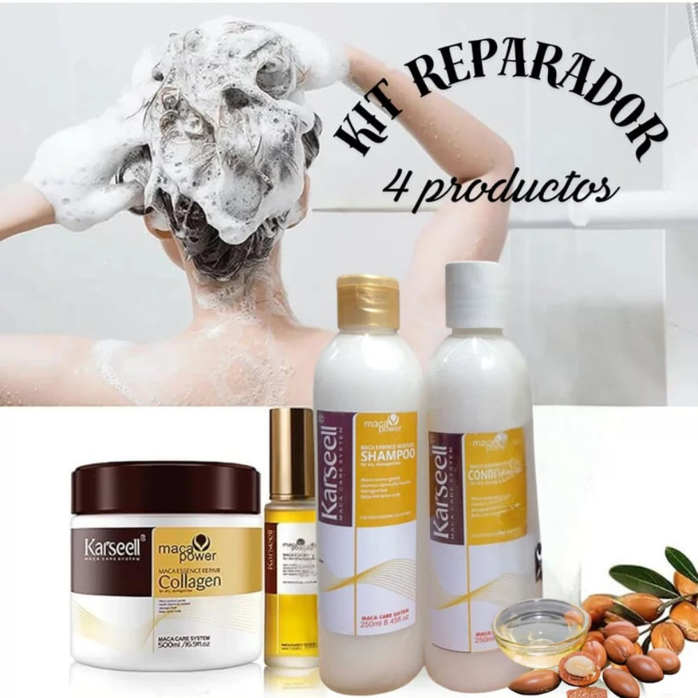 Sólo HOY! ¡4 en 1 - Kit Completo Karseell! ¡Mascarilla, Shampoo, Acondicionador y Aceite Reparador! 🔥